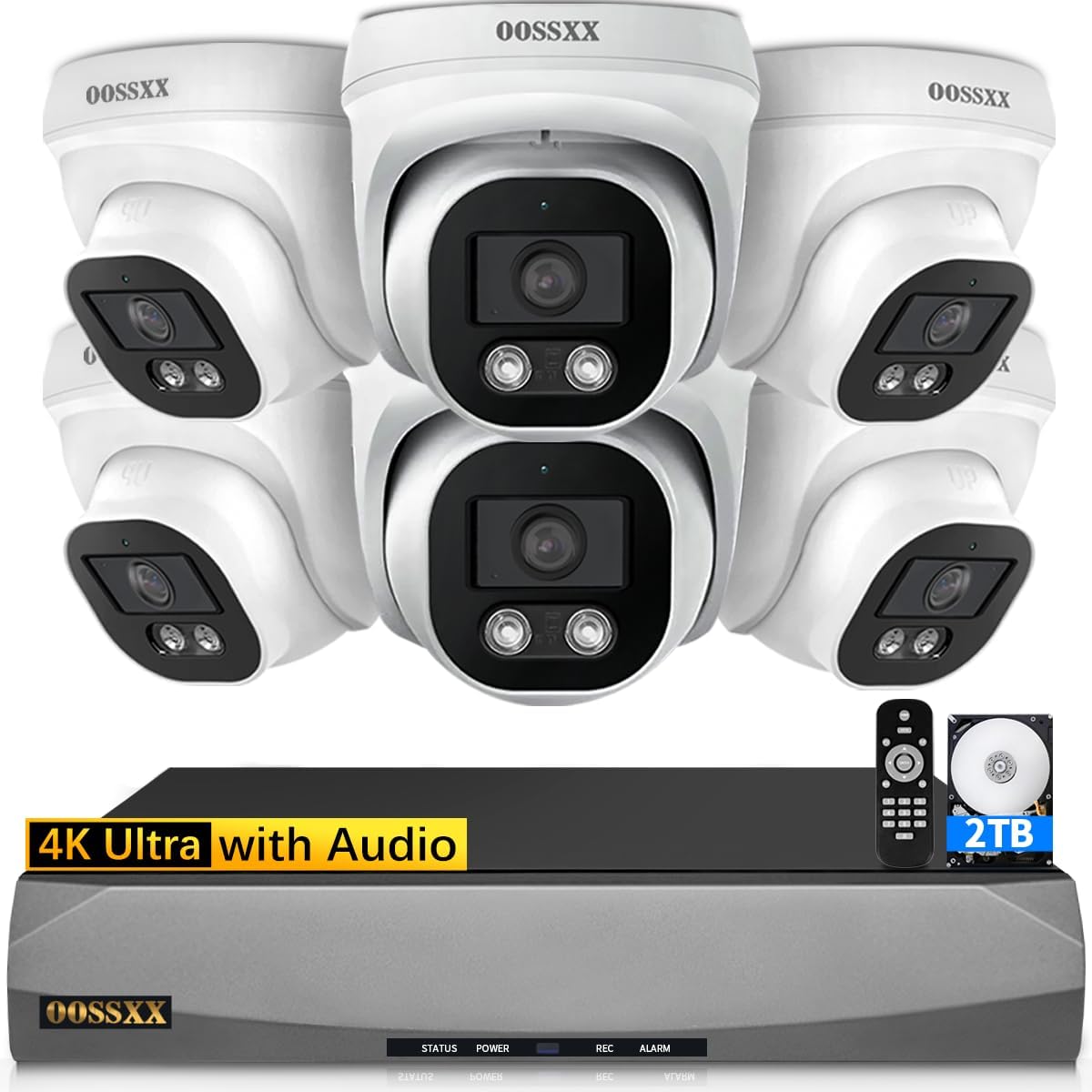 (2026 Update) 4K PoE Security Camera System, 6 Wired Dome Cameras Outdoor Indoor, 130° Wide Angle, 8CH NVR with 2TB HDD, Built-in Mic, Free App Remote Access, No Monthly Fee, 45 Days Recording