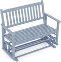 Tangkula 2 Person Outdoor Glider Bench, Poplar Wood Patio Swing Glider Loveseat with Armrests, Slatted Seat & Backrest, Porch Rocking Glider Bench for Backyard, Garden, Deck (Grey)