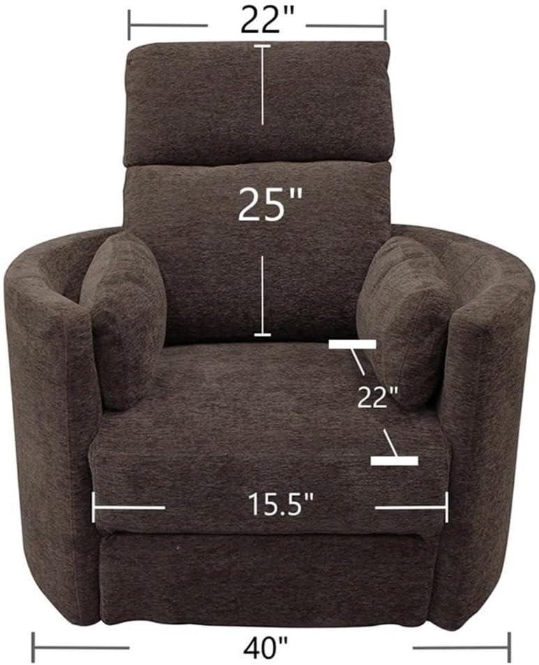 Pemberly Row Polyester Power Swivel Glider Recliner in Brown with USB Charging Ports and 2 Comfort Pillows for Living Room