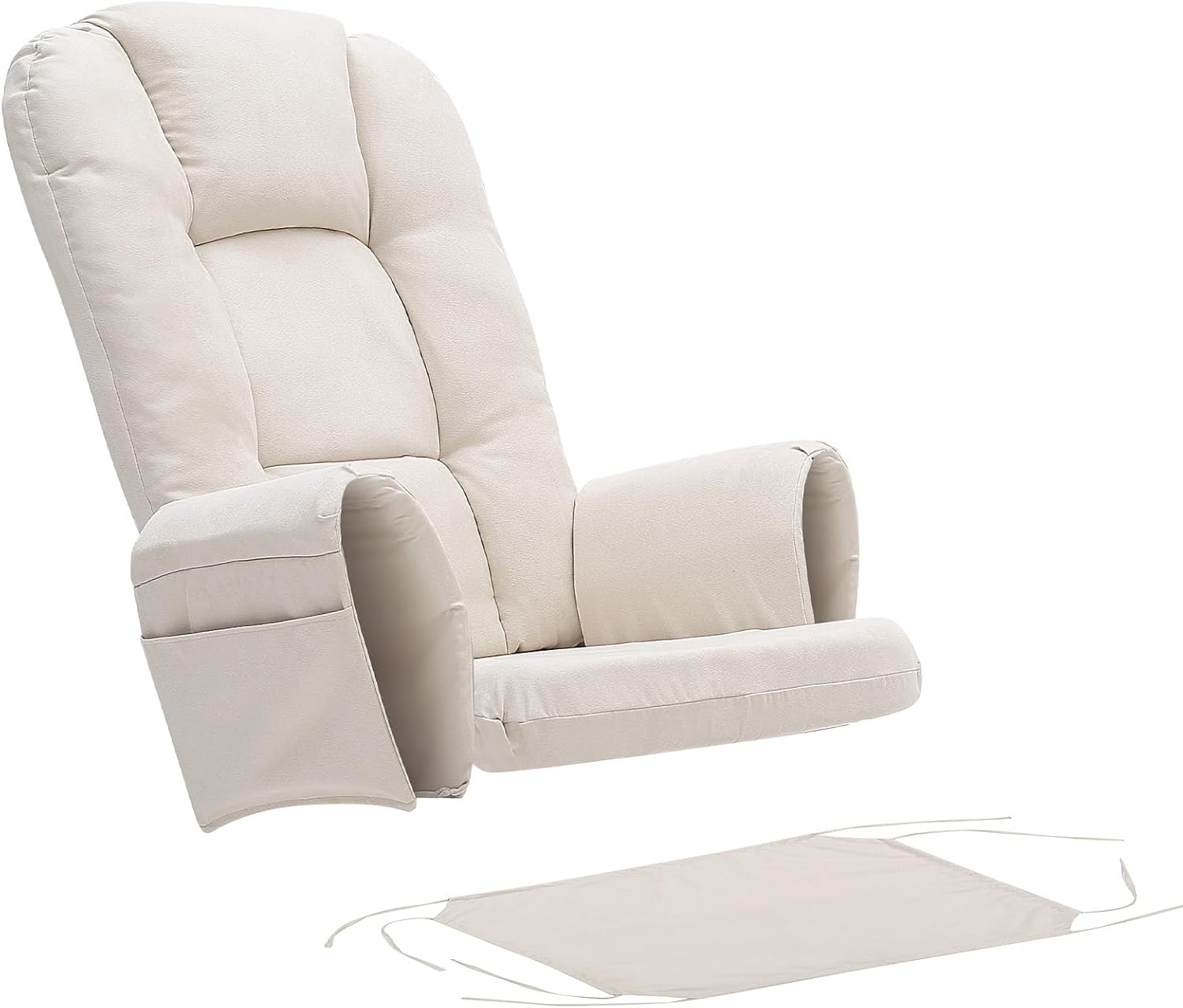 BECHAEO 5PCS Suede Glider Rocker Replacement Cushions with Ottoman Cover Thicken Soft Rocking Chair Cushion Set for Indoor Nursery Glider Rocking Chair, Beige