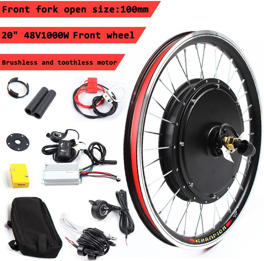 20' Front/Rear Wheel Hub Electric Bike Conversion Kit, 36V 250W/48V 1000W E-Bike Powerful Hub Motor Kit with SW-810LED Display Waterproof Wire Front/Rear Wheel Hub Assembly Motor Kit (US Stock)
