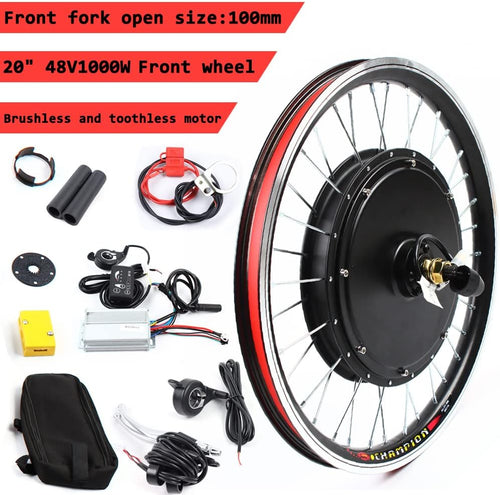 20' Front/Rear Wheel Hub Electric Bike Conversion Kit, 36V 250W/48V 1000W E-Bike Powerful Hub Motor Kit with SW-810LED Display Waterproof Wire Front/Rear Wheel Hub Assembly Motor Kit (US Stock)