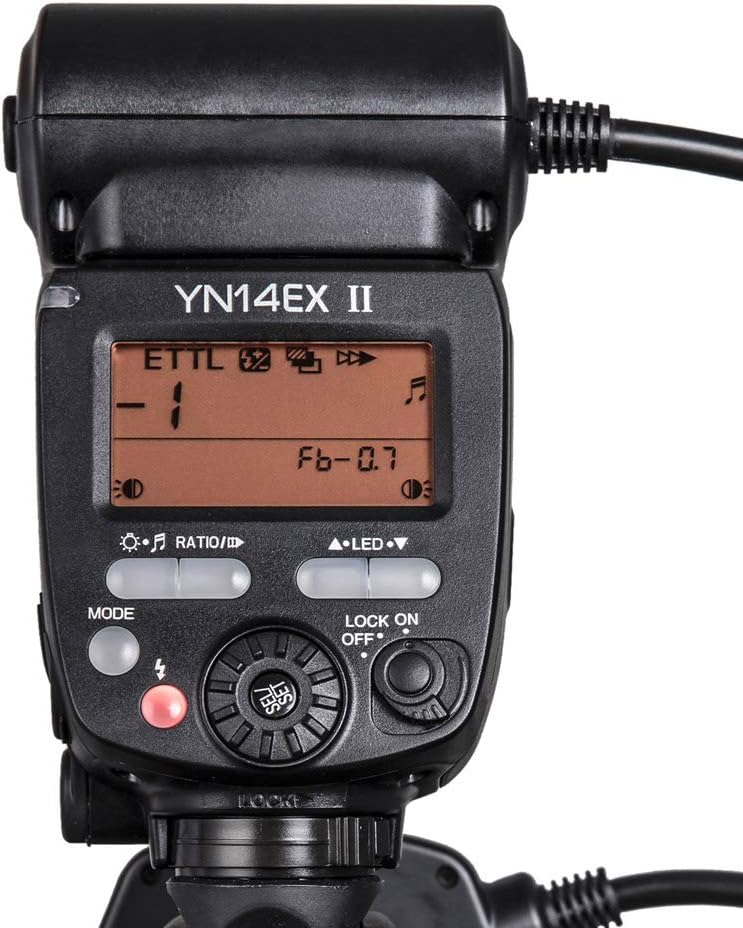 YONGNUO YN14EX II Macro Ring Flash for Canon DSLR Cameras, with Adapter Rings and Color Temperature Filters, Hot Shoe Mount, Support M, TTL Flash