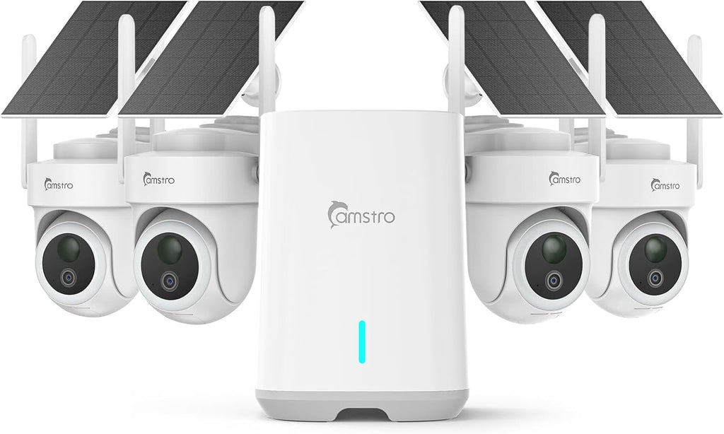 4K Security Cameras Wireless Outdoor No Subscription, 360° PTZ Home Security Cameras System, 64G Local Storage HomeBase, Human/Vehicle/Pet Recognition AI, Color Night Vision, 4 Cam-Kit