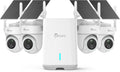4K Security Cameras Wireless Outdoor No Subscription, 360° PTZ Home Security Cameras System, 64G Local Storage HomeBase, Human/Vehicle/Pet Recognition AI, Color Night Vision, 4 Cam-Kit