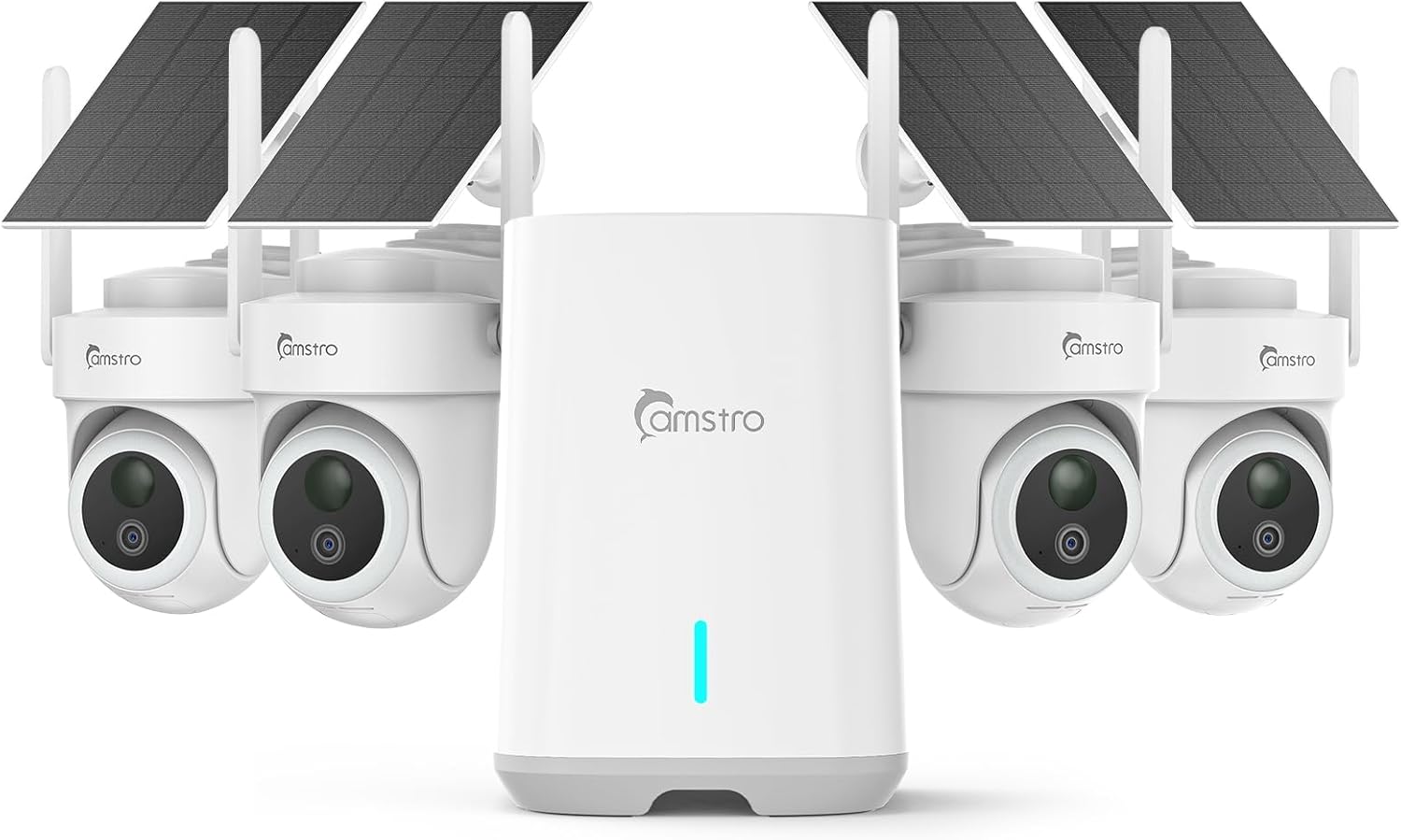 4K Security Cameras Wireless Outdoor No Subscription, 360° PTZ Home Security Cameras System, 64G Local Storage HomeBase, Human/Vehicle/Pet Recognition AI, Color Night Vision, 4 Cam-Kit