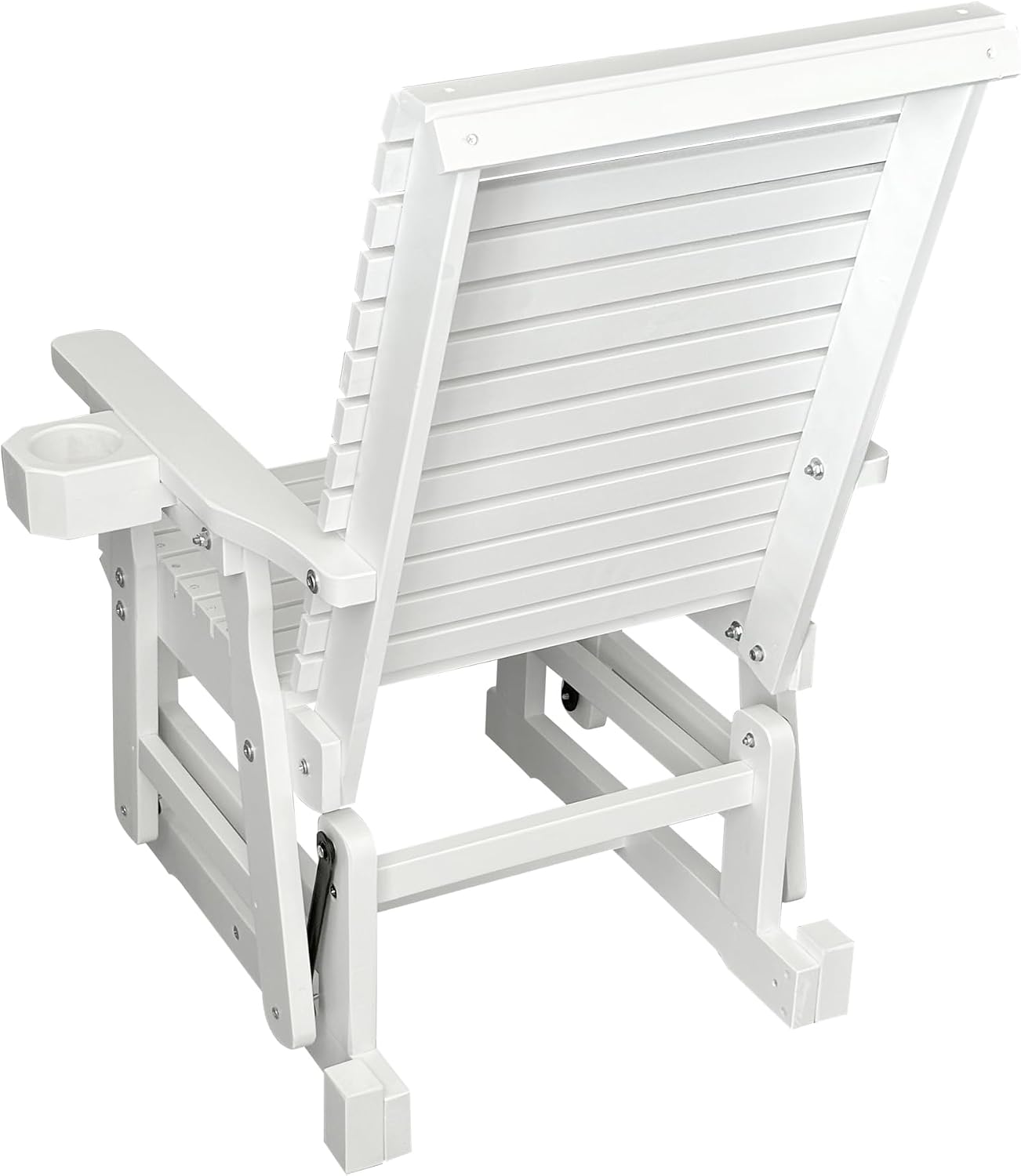 Fortune Candy Wooden Patio Glider for One Person, with High Backrest and Deep Contoured Seat, Solid Fir Wood, Heavy Duty 600 LBS (White, 1-Seater)