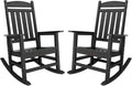 TenKa HDPE Patio Oversized Rocking Chair Set of 2, Outdoor Rocking Chair for Adults, All Weather Resistant Porch Rocker for Lawn Garden