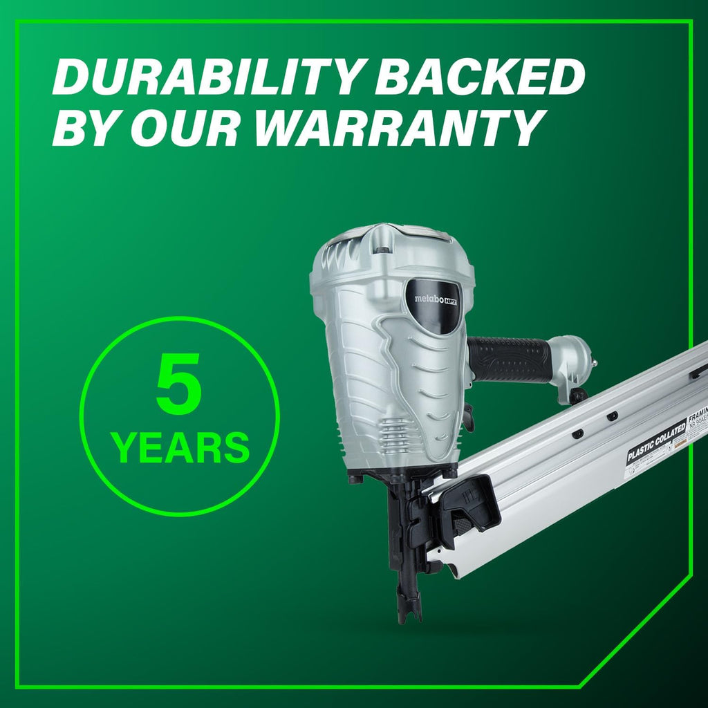 Metabo HPT Framing Nailer, Pro-Preferred Power Nailer for Flooring, Roof Decking, and More, Lightweight 7.5 lbs Framing Tool for 21° 2' to 3-1/2' Plastic Collated Nails, NR90AES1