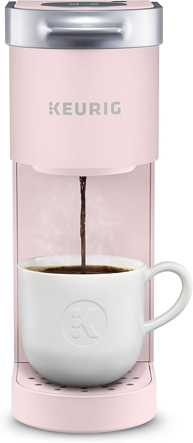 Nostalgia Retro Countertop Microwave Oven, 0.9 Cu. Ft. 800-Watts, Child Lock, Cu.Ft, Pink & Keurig K-Mini Coffee Maker, Single Serve K-Cup Pod Coffee Brewer, 6 to 12 oz. Brew Sizes, Dusty Rose