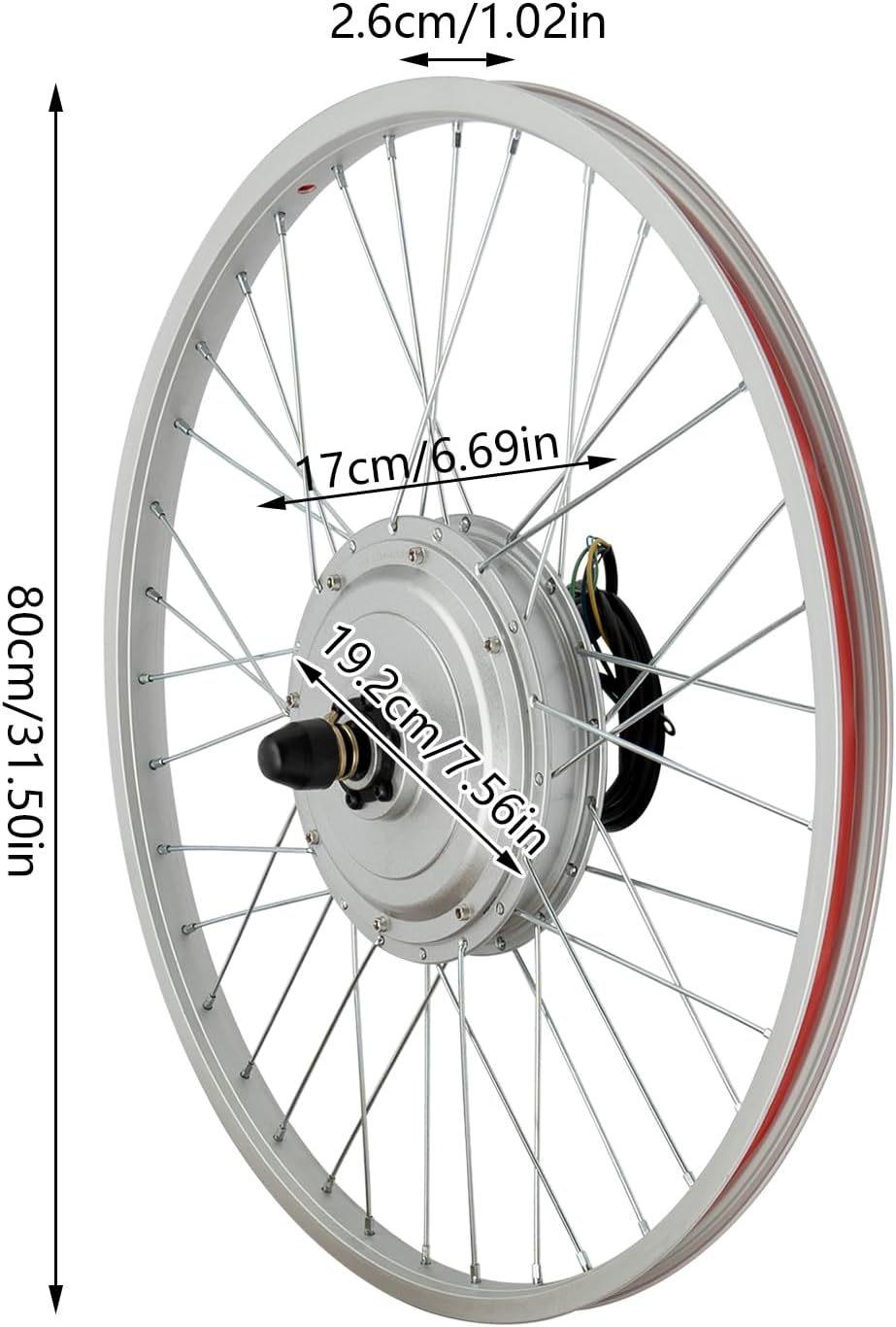 LOYALHEARTDY 700C/20/24/26/ Inch Front Wheel Hub Ebike Conversion Kit, Front Wheel Electric Bicycle Kit Front Wheel Hub Motor with Controller, LCD Display, PAS (No Batteries)