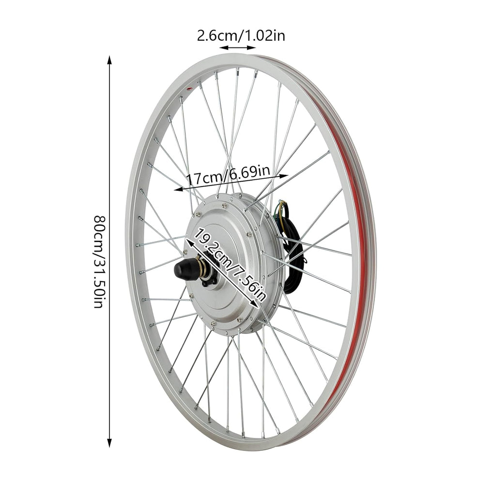 750W Electric Bike Conversion Kit – Front Wheel Brushless Hub Motor, 36V 26.72 MPH, for 24 Inch Bicycles, with Thumb Throttle, Controller & Brakes – DIY E-Bike Upgrade