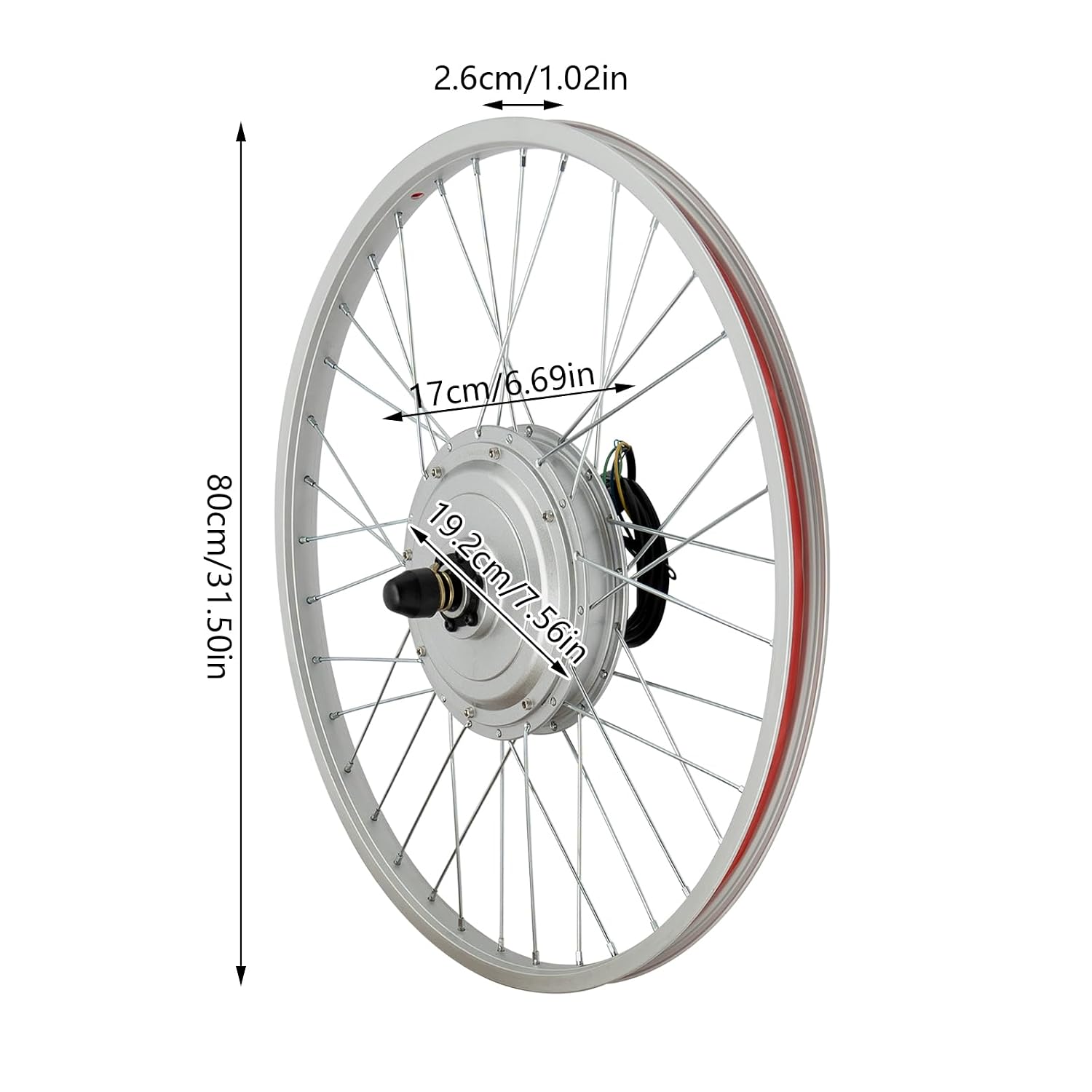 750W Electric Bike Conversion Kit – Front Wheel Brushless Hub Motor, 36V 26.72 MPH, for 24 Inch Bicycles, with Thumb Throttle, Controller & Brakes – DIY E-Bike Upgrade