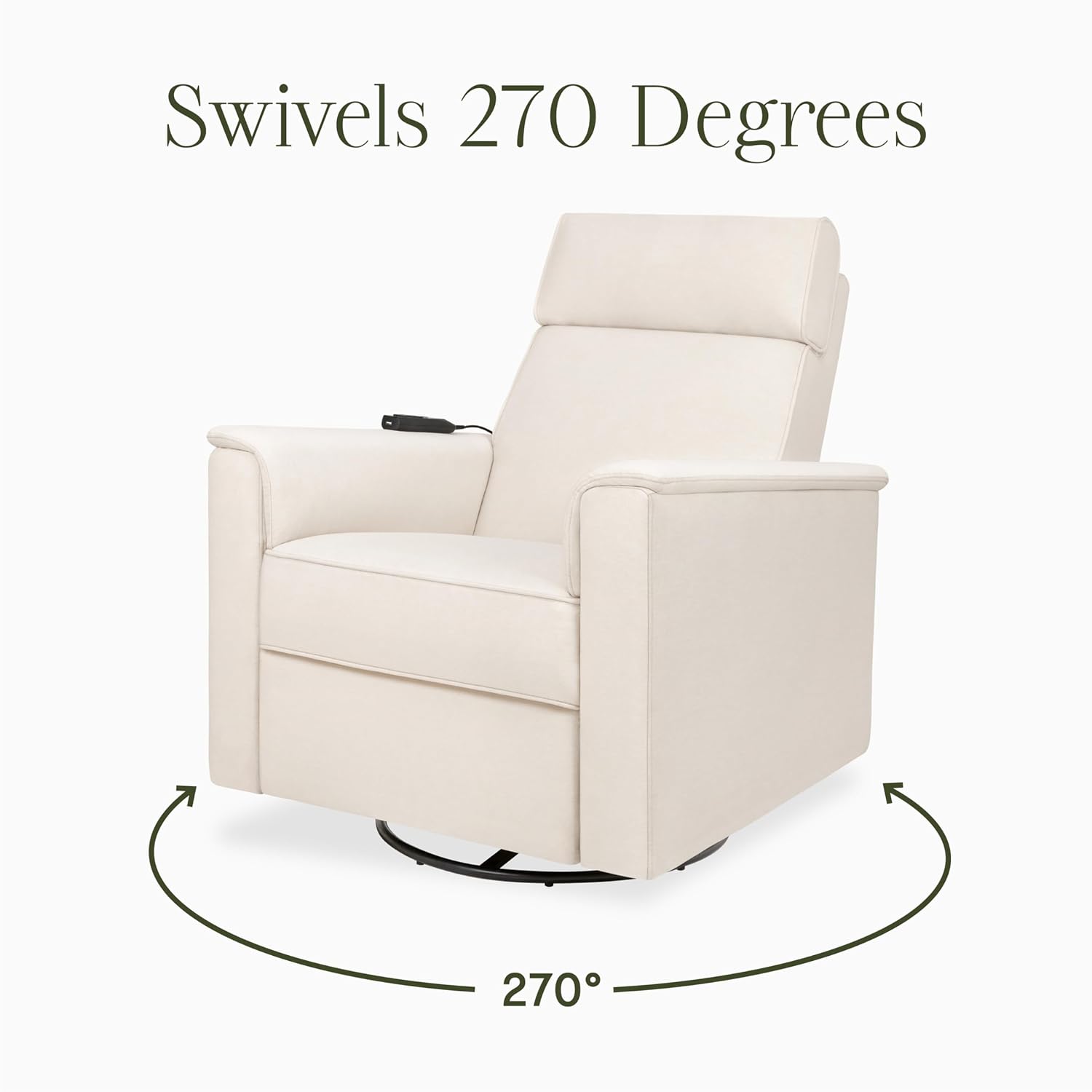 Namesake Willa Deluxe Power Recliner & Swivel Glider with Heat & Massage in Performance Cream Eco-Weave, Built-in USB Charging Port, Greenguard Gold & CertiPUR-US® Certified