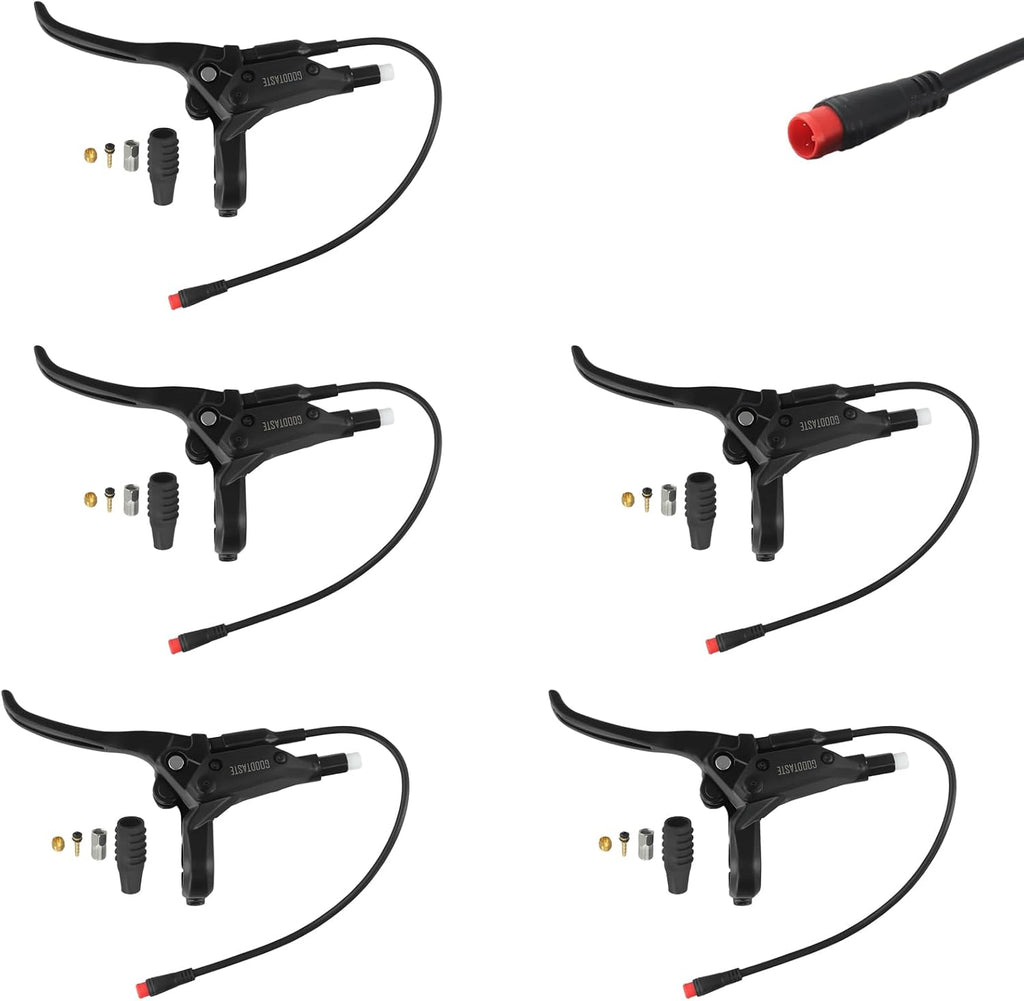 Left & Right Electronic Brake Lever Set for Most Electric Bicycle, GT03 Oil Power-Off Function Ebike Handle, Brake Grips for Electric Bike, Ebike Accessories Cut Off Power (5pcs Left)