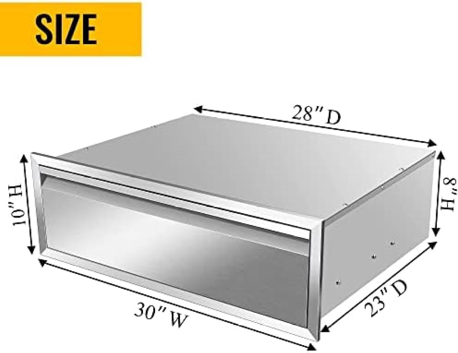 Outdoor Kitchen Drawer Stainless Steel BBQ Triple Drawer Flush Mount for Outdoor Kitchen Island,-30W X 10H X 23D Inch