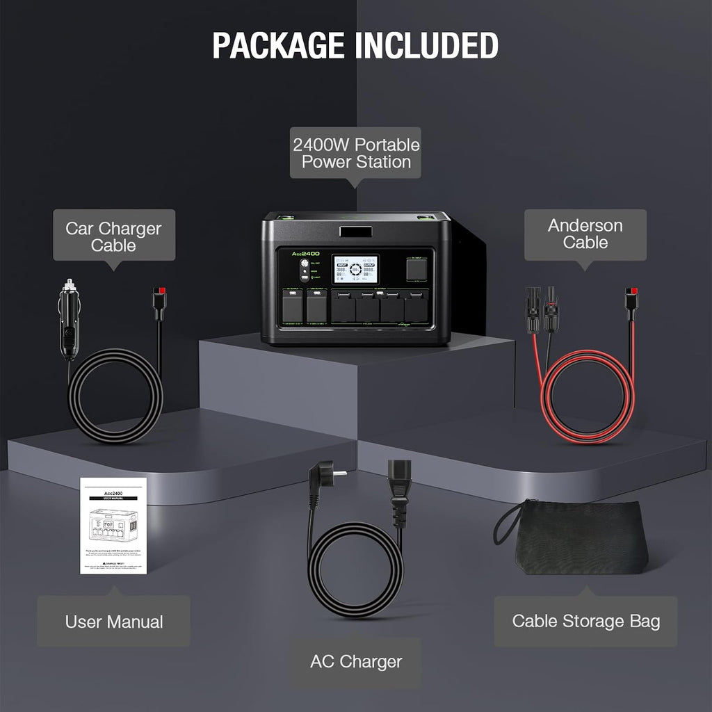 Portable Power Station 2400W (Peak 4800W), 1843Wh LiFePO4 Solar Generator, 12 Outlets with 100W USB-C PD Fast Charging, Pure Sine Wave AC for Home Backup, RV Camping, Emergency & Off-Grid Living