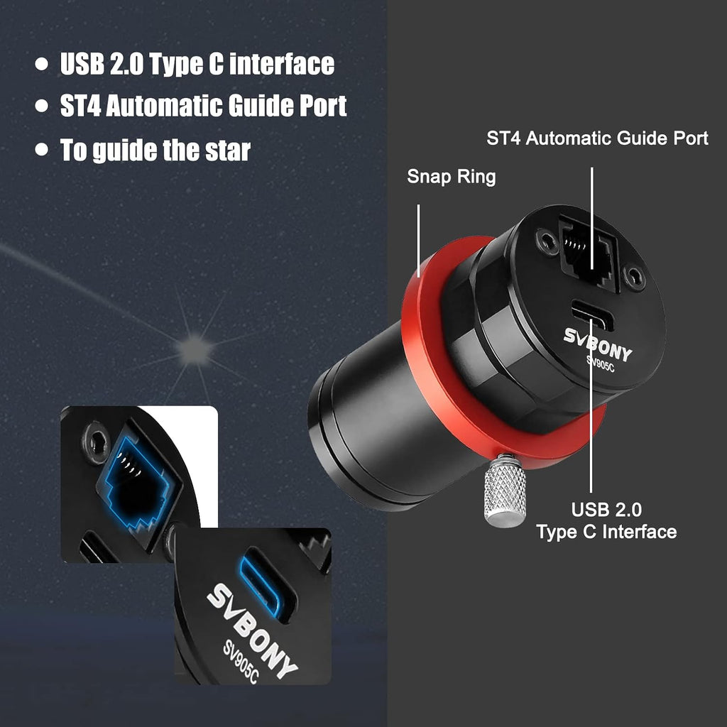 SVBONY SV165 40mm Mini Guide Scope, Bundle with SV905C Telescope Camera