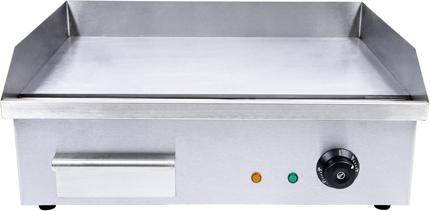 Commercial Electric Griddle, 3000w Stainless Steel Teppanyaki Grill Indoor Outdoor, Countertop Flat Top BBQ Plate with Thermostatic Control