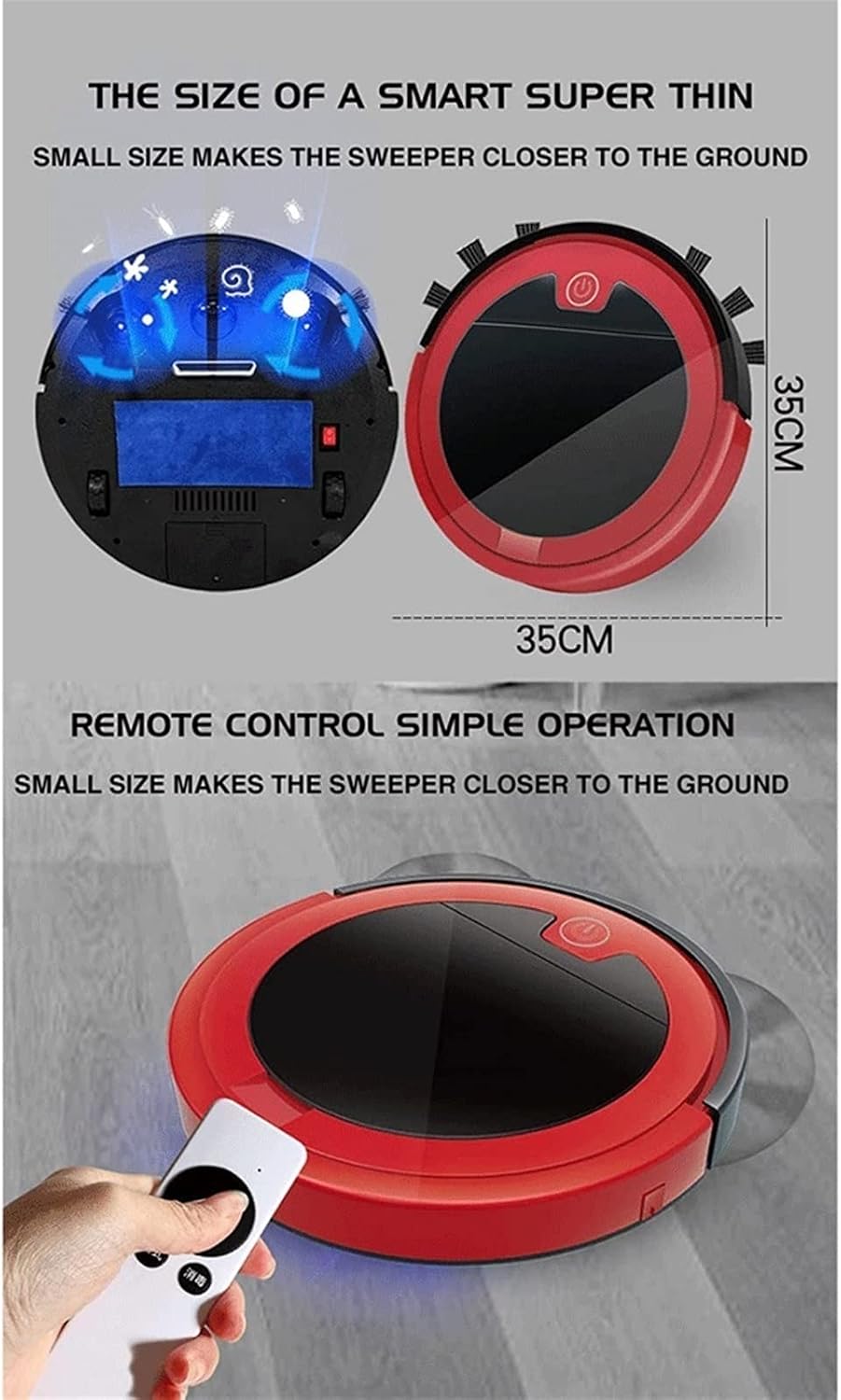 Robot Vacuum, 2800PA Robotic Vacuum Cleaner (Slim) Max Strong Suction, Quiet Multiple Cleaning Modes, Self-Charging Vacuum, for Pet Hair, Hard Floor (Color : Black+White)