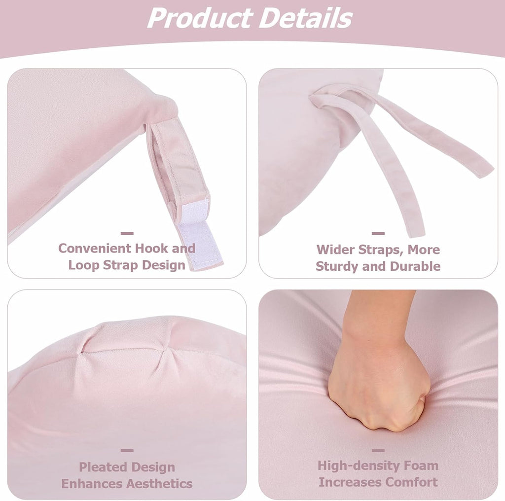 5PCS Glider Rocker Replacement Cushions Thick Soft Velvet Glider Cushions Replacement Set with Ottoman Cushion and Storage Pockets, Light Pink