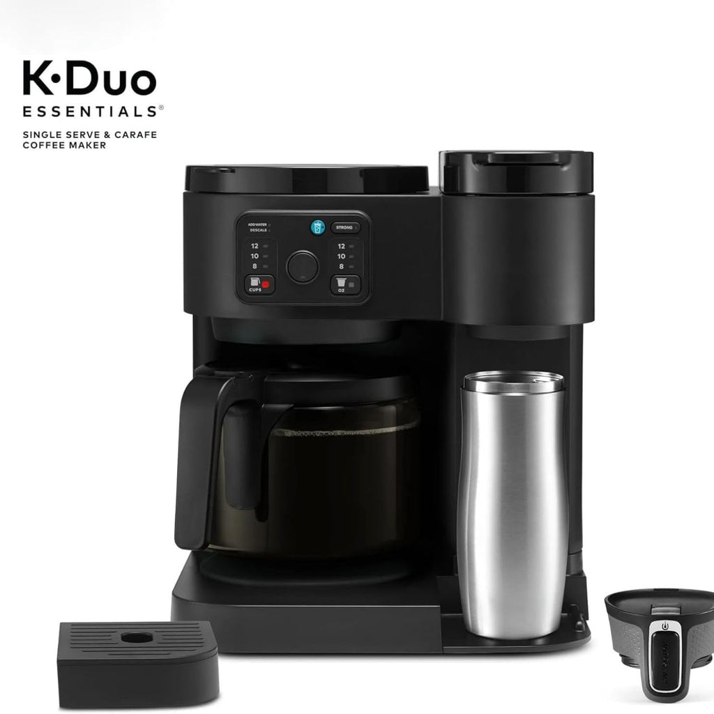 K-Duo Essentials Coffee Maker for Hot and Iced Drinks, Single Serve KCup Pod Brewer and 12 Cup Carafe Drip Coffee Pot, 72 oz Water Reservoir,Pause & Pour Feature, Perfect for Home & Office Use
