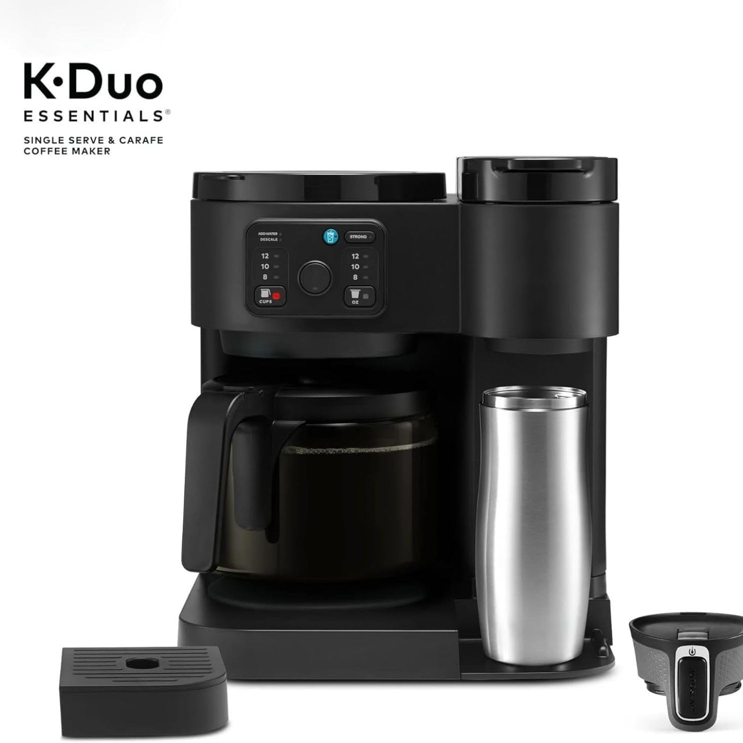 K-Duo Essentials Coffee Maker for Hot and Iced Drinks, Single Serve KCup Pod Brewer and 12 Cup Carafe Drip Coffee Pot, 72 oz Water Reservoir,Pause & Pour Feature, Perfect for Home & Office Use