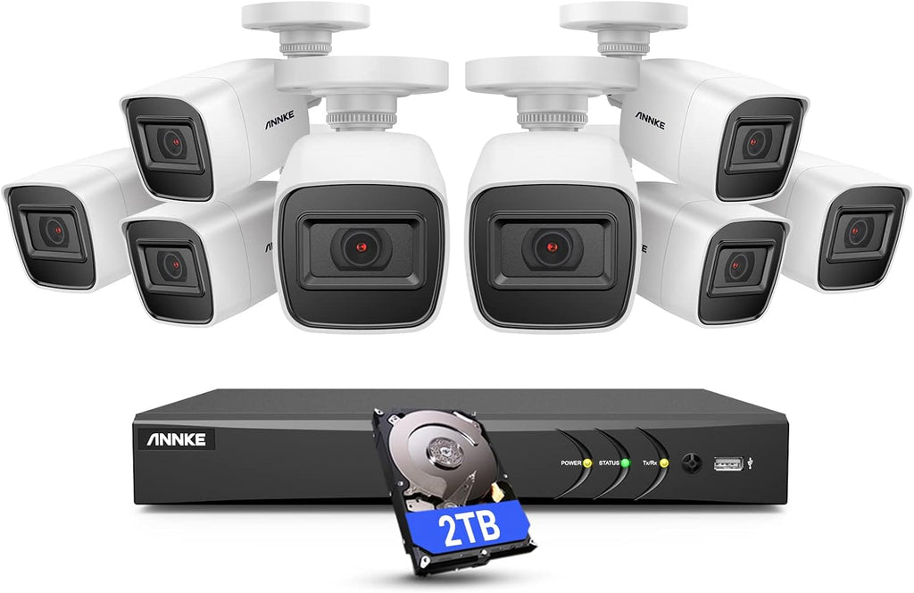 ANNKE 4K Security Camera System, 8CH 8MP AI DVR with Human & Vehicle Detection, 2TB HDD and 8 x 4K IP67 Bullet Home & Surveillance Cameras, Work with Alexa, Easy Remote View, Smart Color Night Vision
