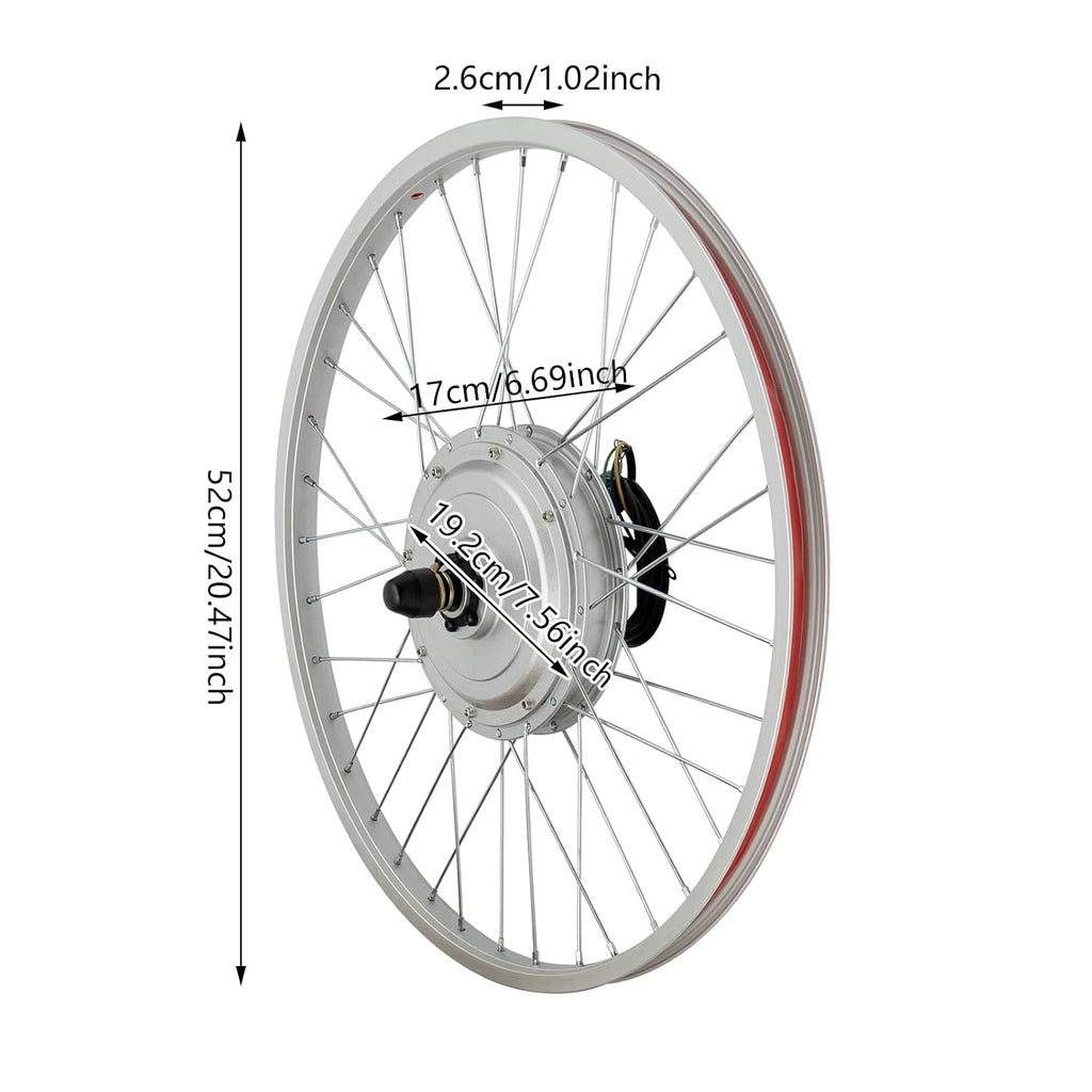 750W 24' Front Wheel E-Bike Hub Motor Conversion Kit, 390PRM Electric Bicycle Conversion Kit with Handbrake & Thumb Hub, E-Bike Hub Motor Conversion Kit for 24' Bicycle Racks & DIY Electric Bicycles