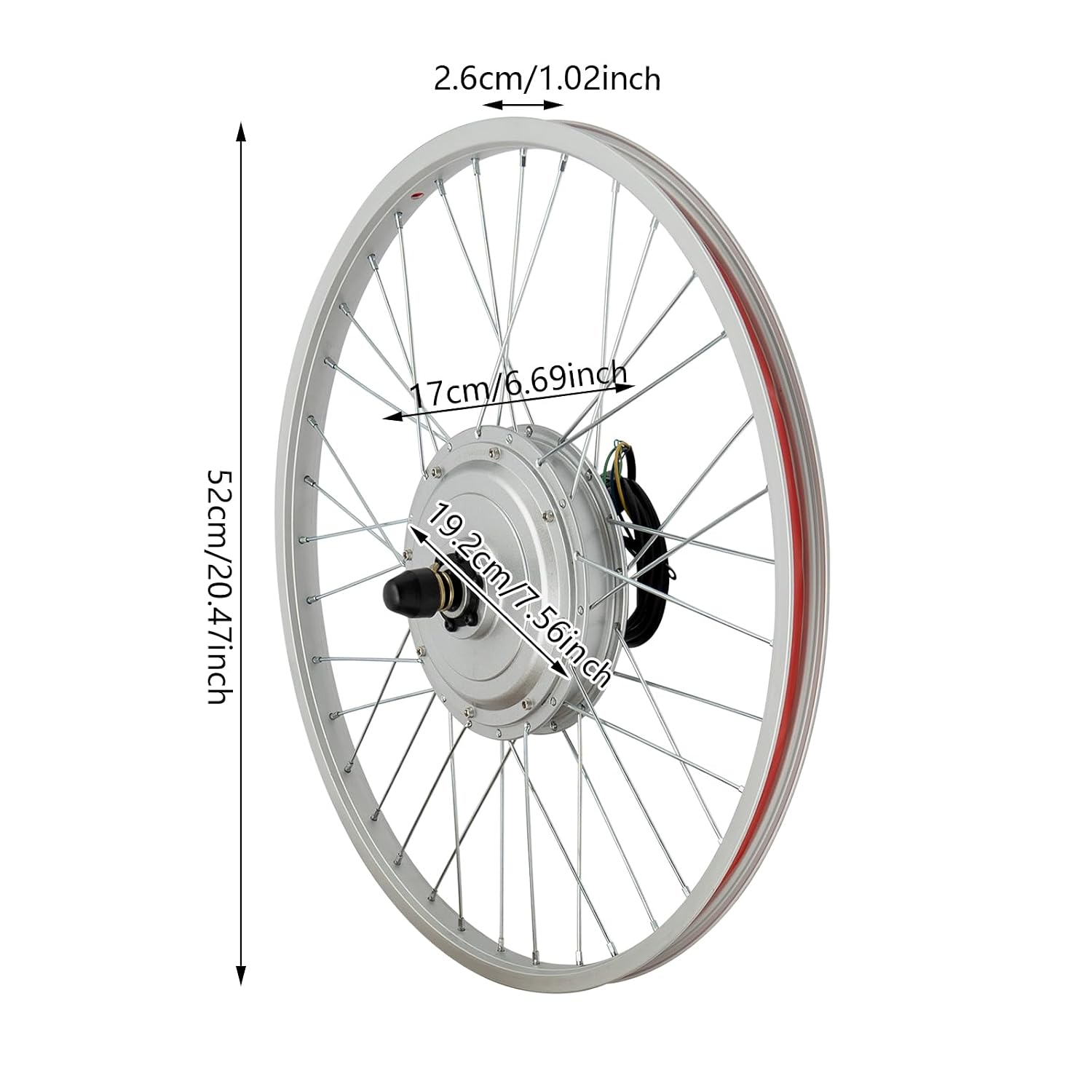 750W 24' Front Wheel E-Bike Hub Motor Conversion Kit, 390PRM Electric Bicycle Conversion Kit with Handbrake & Thumb Hub, E-Bike Hub Motor Conversion Kit for 24' Bicycle Racks & DIY Electric Bicycles