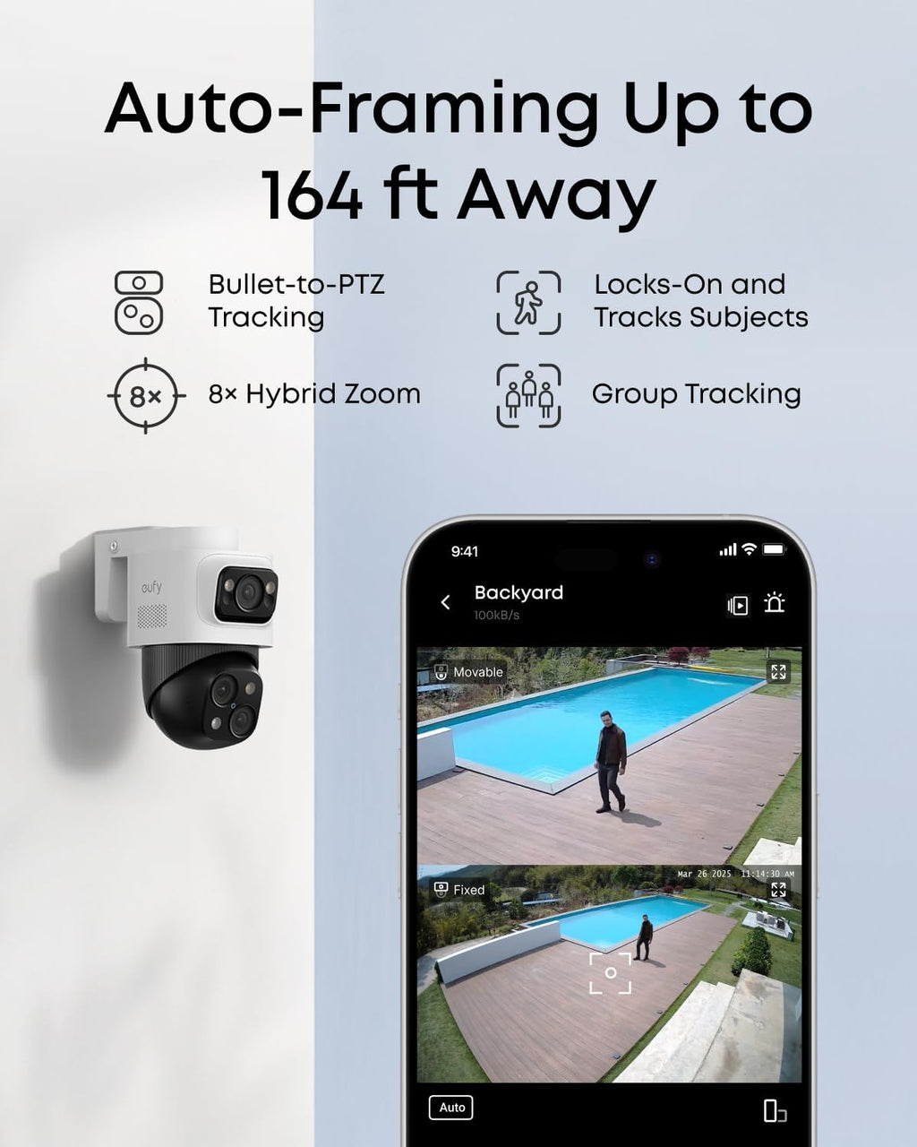 eufy 4K NVR Security Camera System S4 Max, 4TB HDD,Power Over Ethernet, Wired, 24/7 Recording, Triple Lens Bullet-PTZ Cam, 360° PTZ, Up to 16CH, Cross-Cam Tracking, 8× Auto Zoom, Smart Video Search