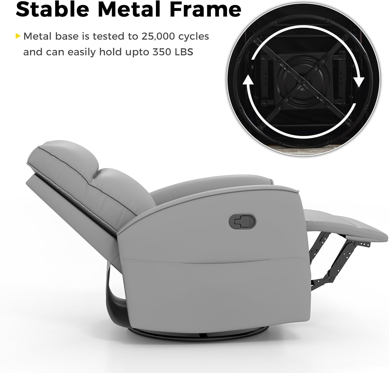 ANJ Manual Swivel Rocker Recliner, Glider Recliners with Padded Armrest and Backrest, Soft Faux Leather Nursery Rocking Recliner Chair Reclining Sofa for Living Room