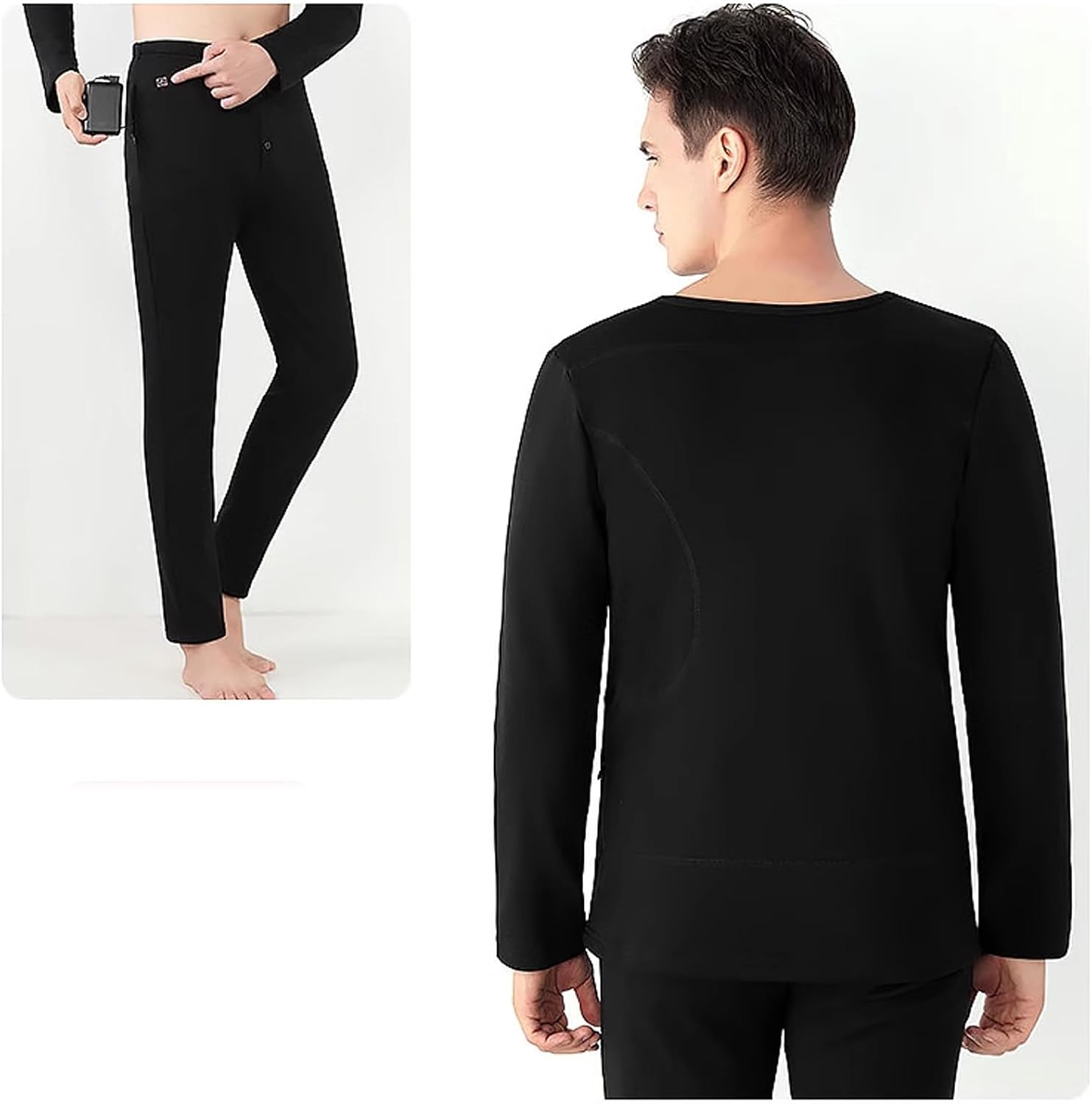 28 Zones Heated Thermal Underwear Set for Men USB Electric Heating Shirt Pants with APP Temperature Adjustment