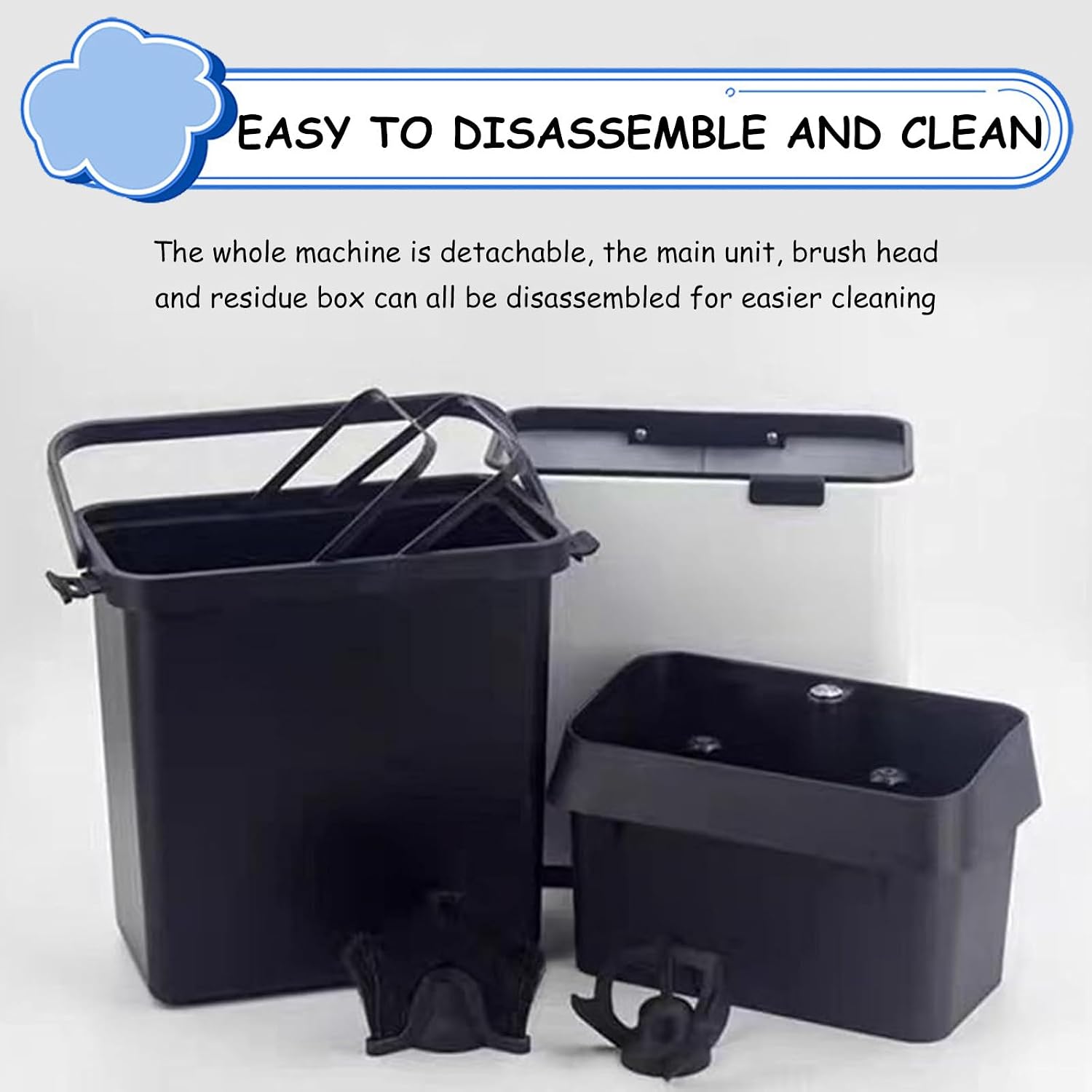 Electric Portafilter Cleaning Machine, 3L Automatic Coffee Grounds Container Disposal Cleaning Machine, 300 RPM Barista Cleaning Tool, Effortless Deep Cleaning for Baristas Black