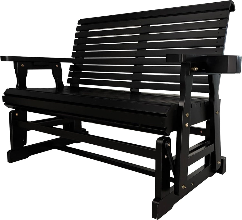 Fortune Candy Patio Glider with Cup Holders, High Roll Back and Deep Contoured Seat,Heavy Duty 800 Lb (Carbon Black, 2-Seater 42.4'')