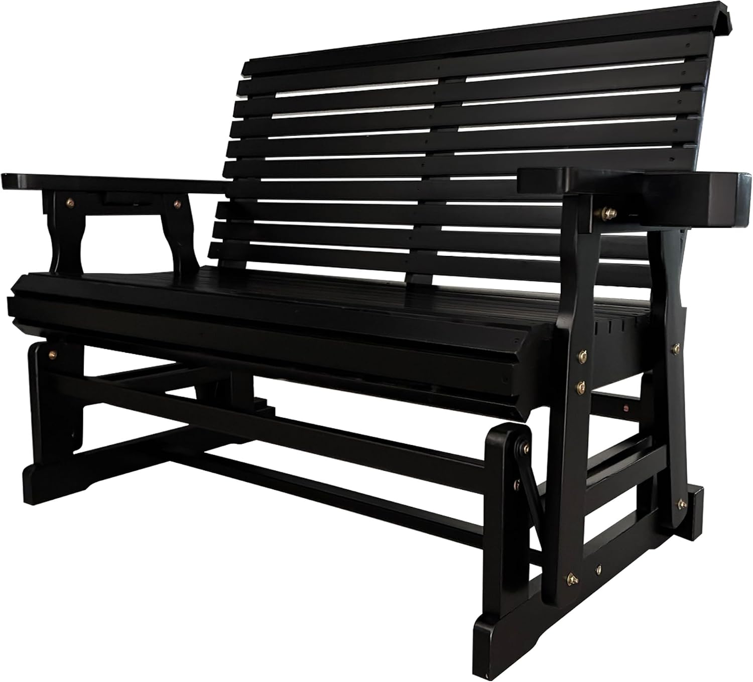 Fortune Candy Patio Glider with Cup Holders, High Roll Back and Deep Contoured Seat,Heavy Duty 800 Lb (Carbon Black, 2-Seater 42.4'')