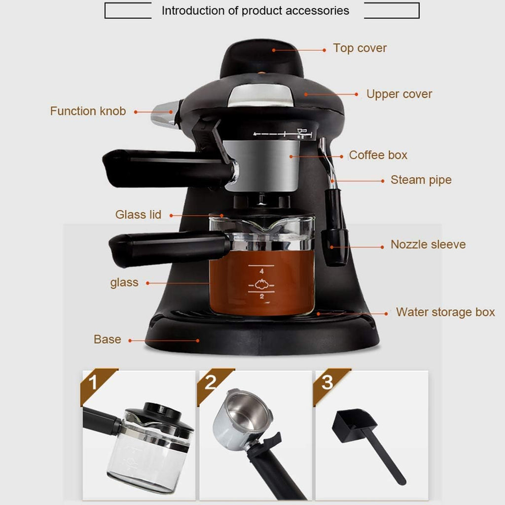 Coffee Machine Coffee Machine Espresso Machine,5 Bar Pressure Pump,730W Coffee Maker 250Ml, Bar Ista Style Coffee Machine,Black