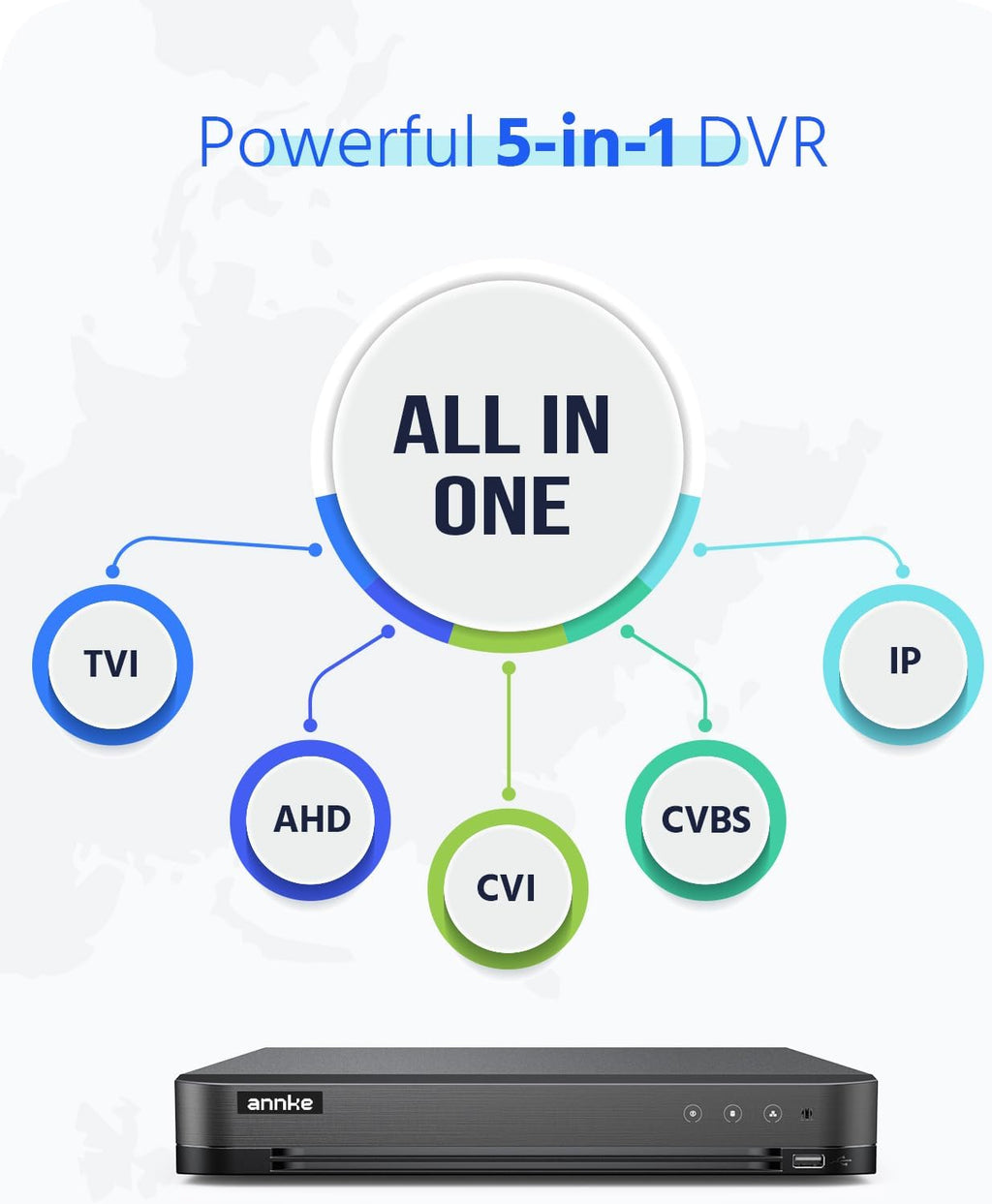 ANNKE 16CH 4K Security AI DVR with Motion Detection, 8MP H.265+ Surveillance CCTV Recorder for Home & Business, Easy Live View, Support TVI/AHD/CVI/CVBS/IPC Input, NO HDD
