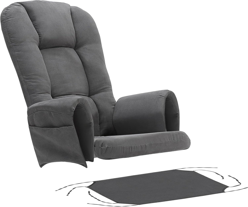 BECHAEO 5PCS Suede Glider Rocker Replacement Cushions with Ottoman Cover Thicken Soft Rocking Chair Cushion Set for Indoor Nursery Glider Rocking Chair, Dark Gray