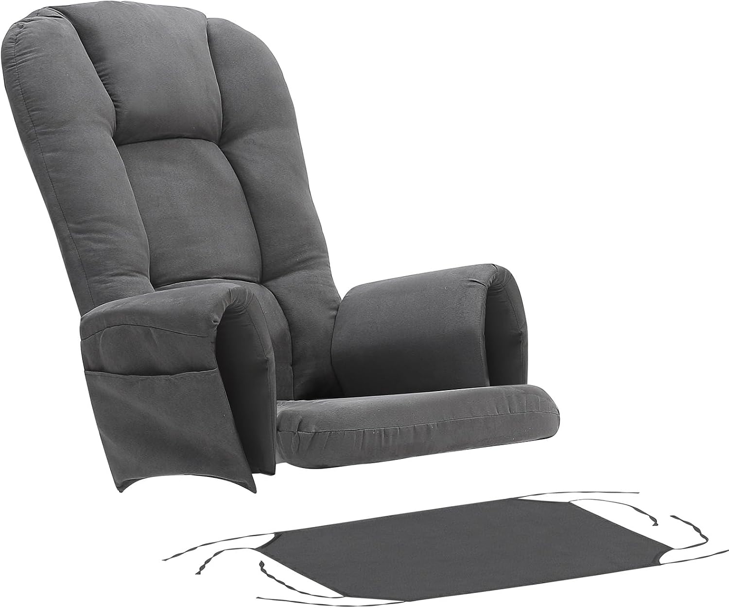 BECHAEO 5PCS Suede Glider Rocker Replacement Cushions with Ottoman Cover Thicken Soft Rocking Chair Cushion Set for Indoor Nursery Glider Rocking Chair, Dark Gray