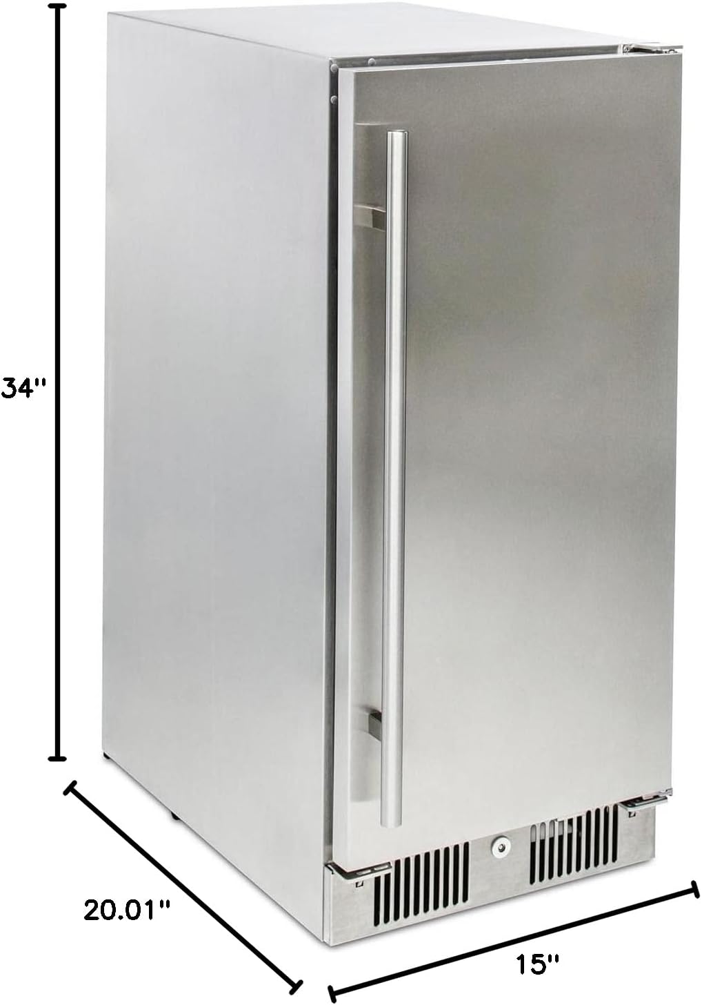 Blaze 15-Inch Outdoor Rated Compact Refrigerator | 3.2 Cu. Ft. Stainless Steel Fridge with Reversible Door & Adjustable Shelves | UL Certified for Outdoor Use | BLZ-SSRF-15