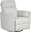 Pemberly Row Fabric Power Swivel Glider Recliner in Fossil Finish with USB Charging Ports and 2 Comfort Pillows for Living Room