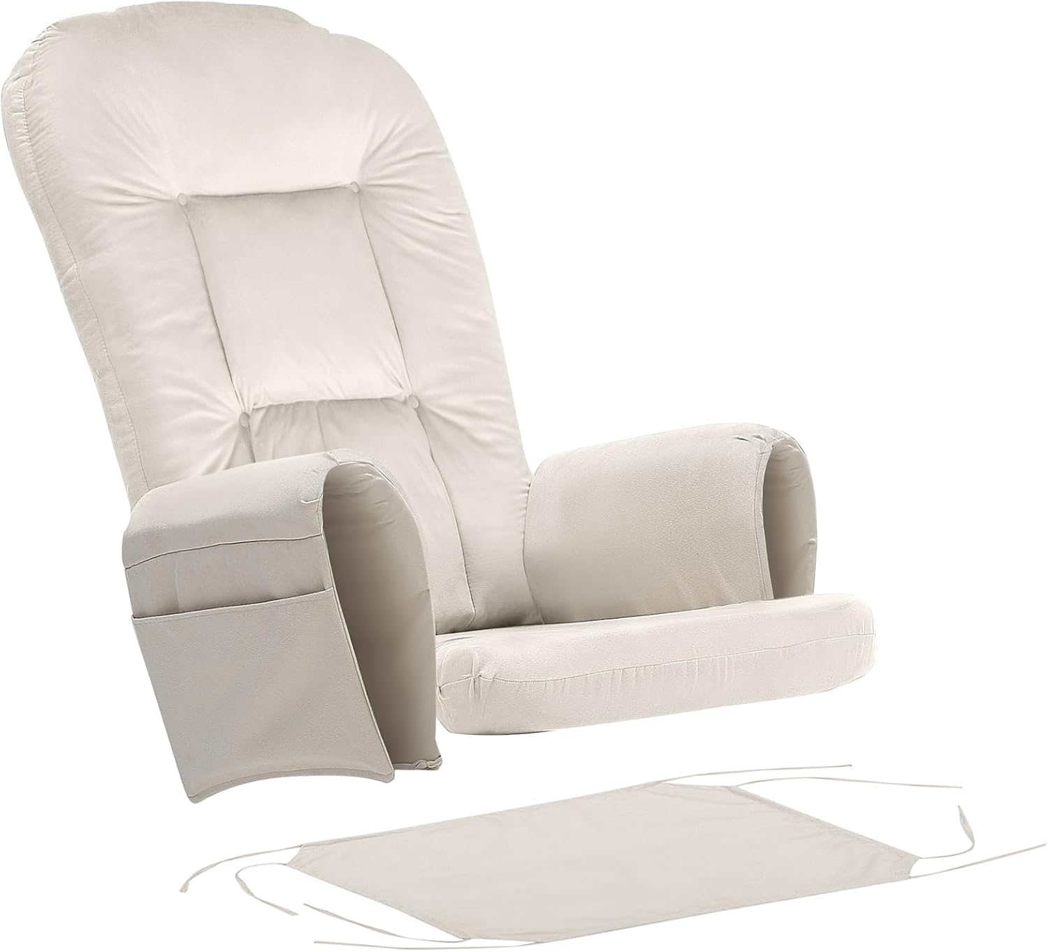 BECHAEO 5PCS Velvet Glider Rocker Replacement Cushions with Ottoman Cover Soft Thicken Rocking Chair Cushion Set for Indoor Nursery Glider Rocking Chair, Beige