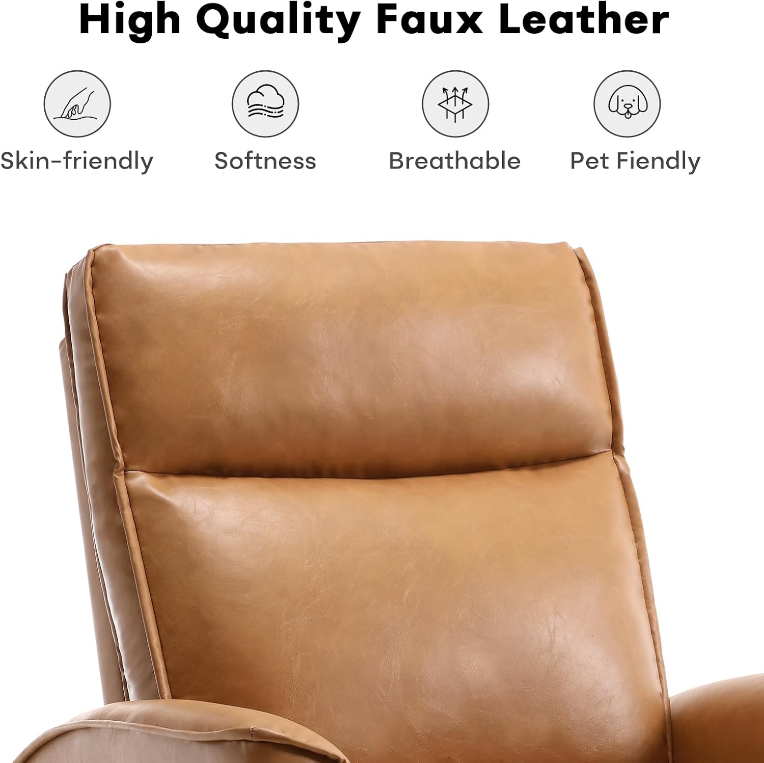 HAOMARKETS Swivel Rocker Recliner Chair, Manual Faux Leather Glider Rocking Recliners for Adults, 360° Swivel Nursery Reclining Sofa with Storage Pocket