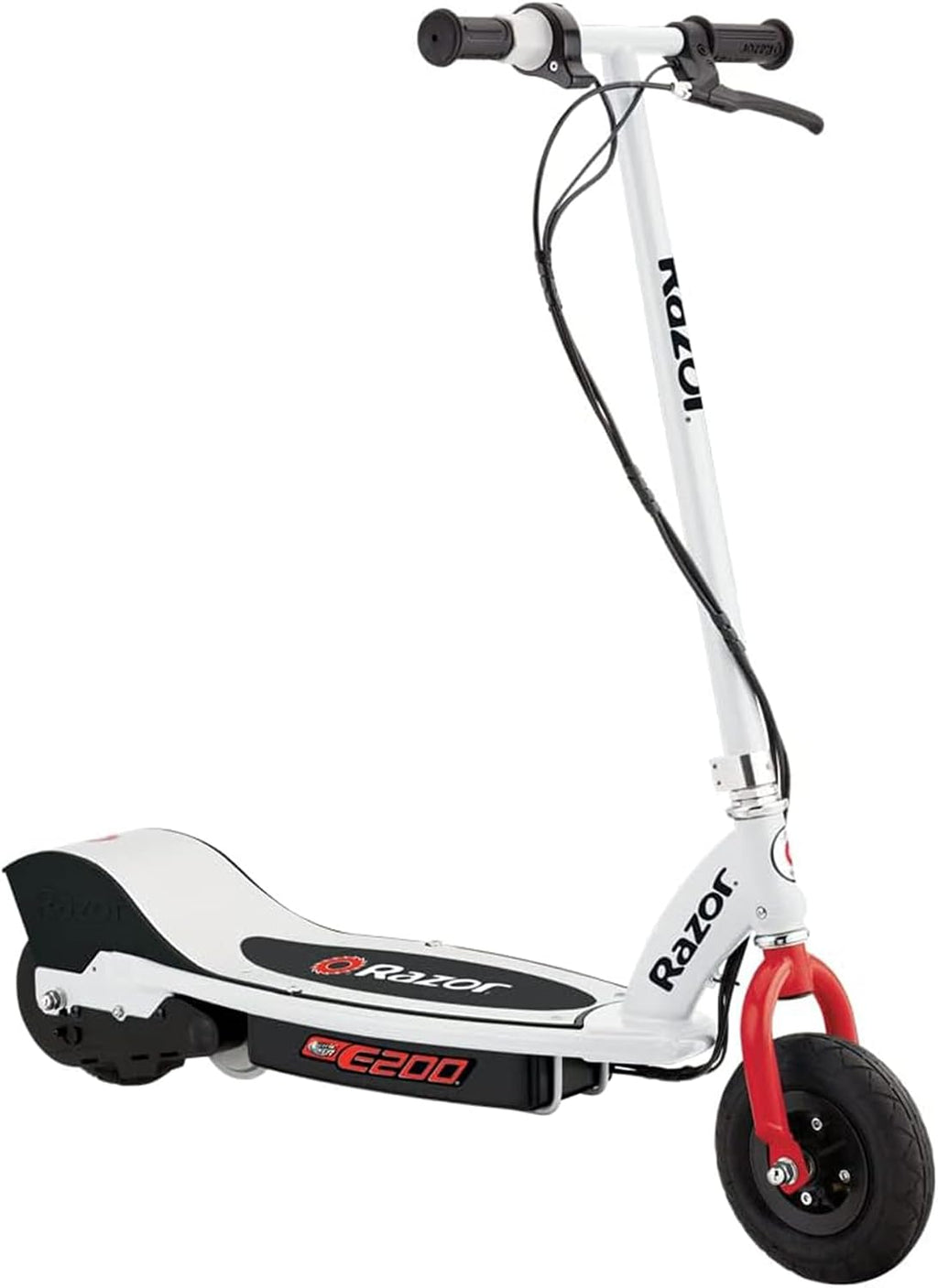 Razor E200 Electric Scooter for Teens & Adults - 12 MPH High-Torque Motor, 40 Min Ride Time, 154 lbs Max Weight, 8' Pneumatic Tires, Steel Frame, White