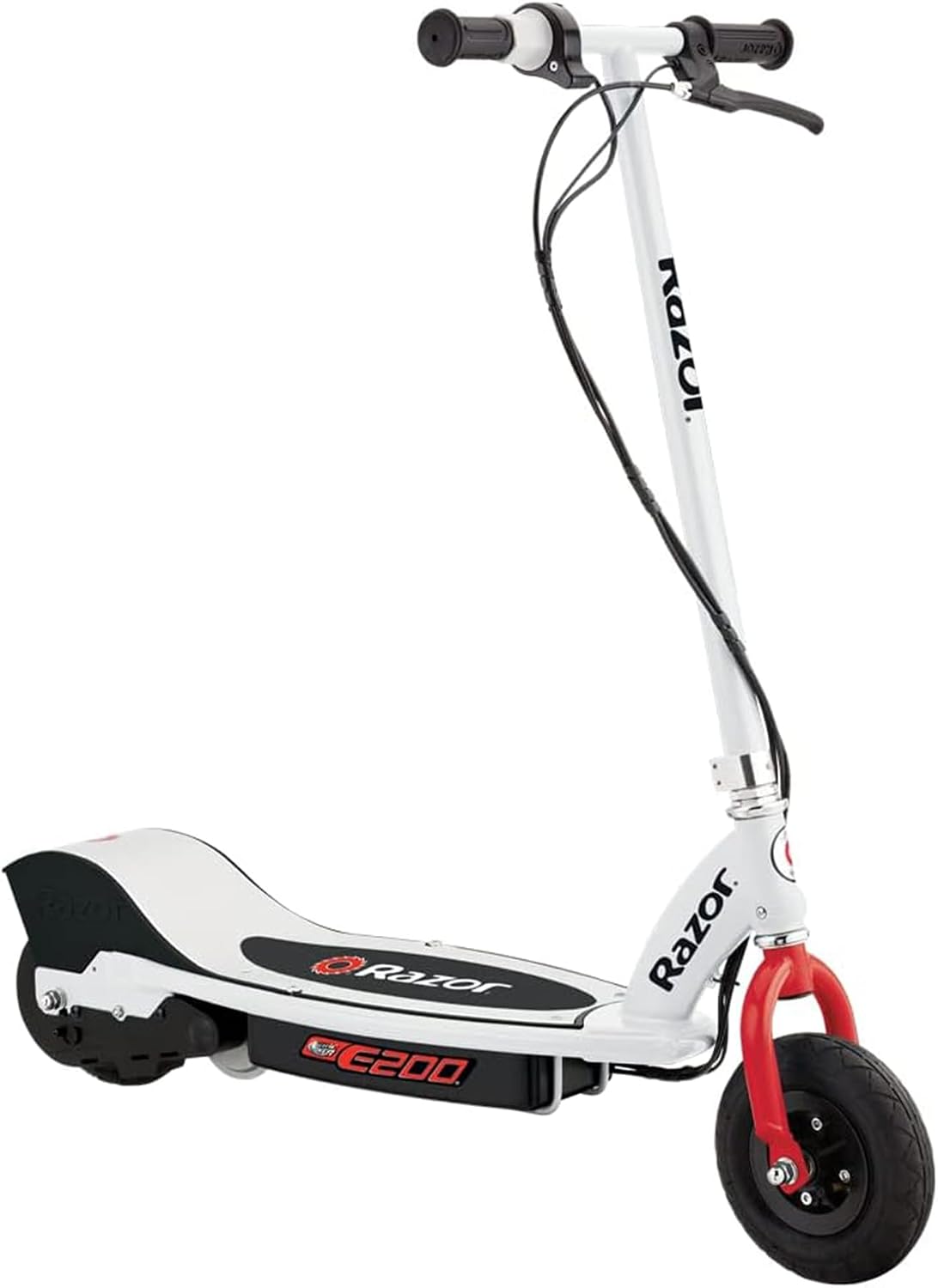 Razor E200 Electric Scooter for Teens & Adults - 12 MPH High-Torque Motor, 40 Min Ride Time, 154 lbs Max Weight, 8' Pneumatic Tires, Steel Frame, White