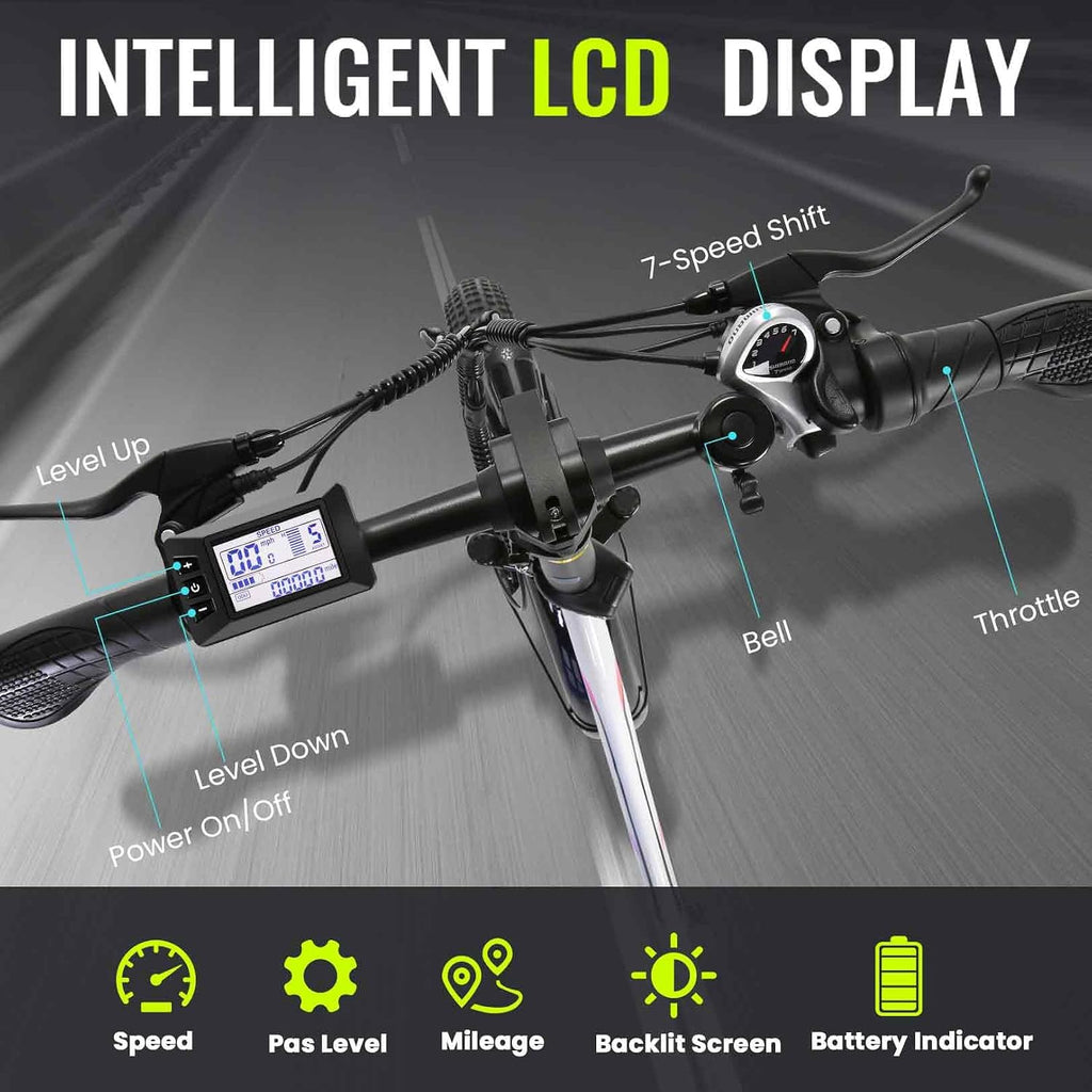 Vivi MT20UL Foldable Electric Bike 20' x3.0 Fat Tire Electric Bike with 48V 499.2WH Removable Battery, Peak 749W, Up to 50 Miles EBike, 7-Speed, 19.8MPH, Cruise Control, SGS Certified to UL2849