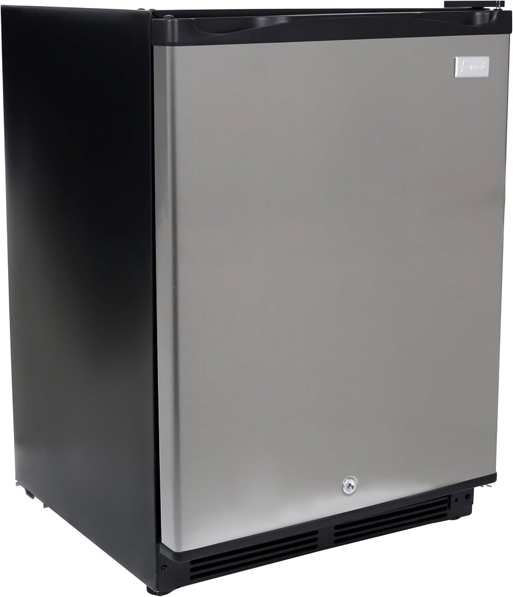 Avanti Mini Fridge Compact Refrigerator for Office or Dorm with Reversible Door with Security Lock, Adjustable Glass Shelves and Adjustable Temperature Control and Auto Defrost, 5.2-Cu.Ft., Stainless