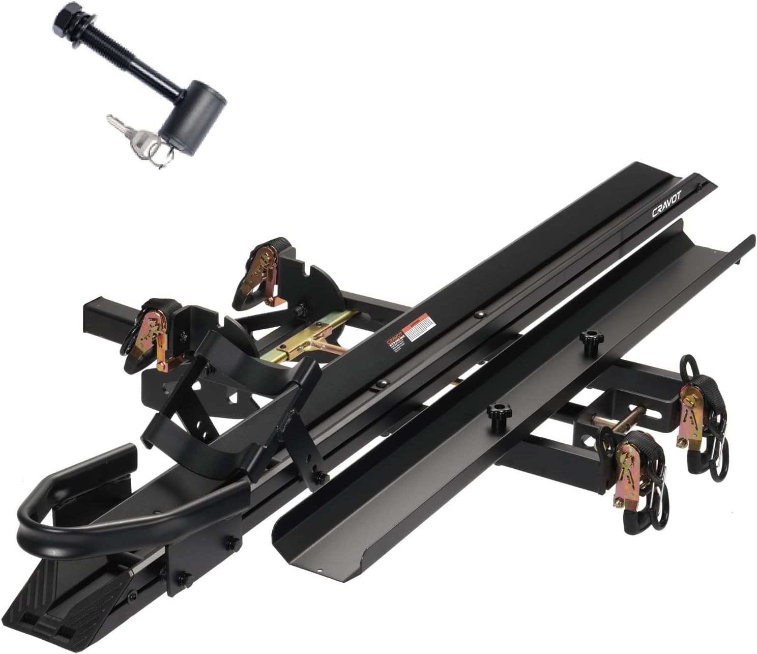 CRAVOT Motorack M1 Motorcycle Hitch Carrier with Ramp, 350 lbs Capacity Dirt Bike Carrier, Foldable Hauler Hitch Mount Rack Anti-Rattle Up to 4-inch Fat Tire 2' Receiver