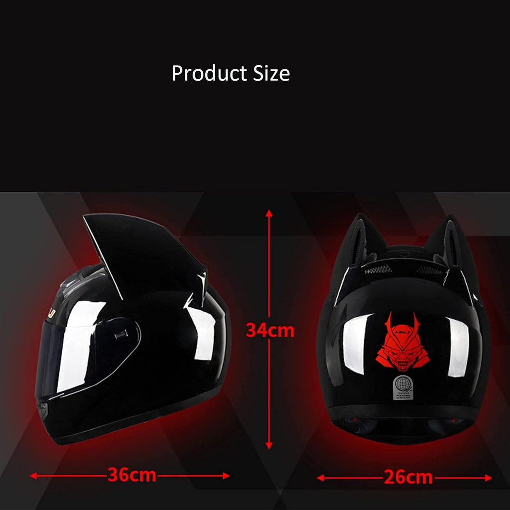Personalized Motorcycle Cat Ears Helmet - Adult Modular Full Face for Men and Women, Cool Street Electric Scooter Motocross, All Season Locomotive, DOT Certified